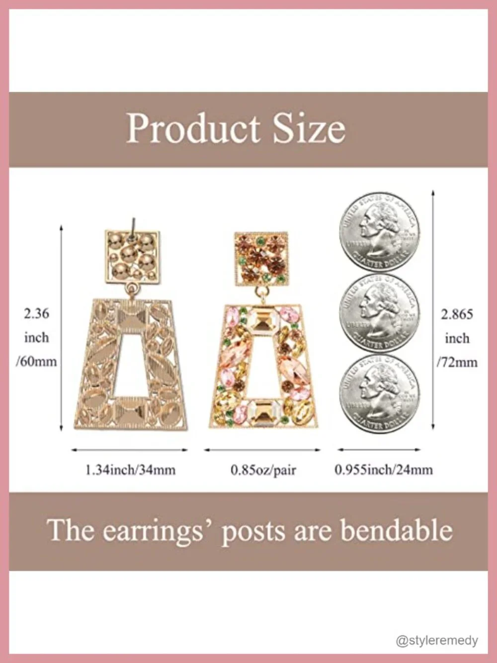 Rhinestone Rectangle Statement Drop Dangle Earrings Geometric Crystal Chunky
